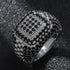 Exquisite Pave 18K White Gold Plated Black & White Cubic Zirconia Men Women Ring